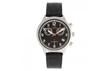 Image of Elevon Antoine Chronograph Leather-Band Watch w/ Date, Black, One Size, ELE113-4