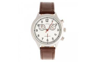 Image of Elevon Antoine Chronograph Leather-Band Watch w/ Date, Brown/Silver, One Size, ELE113-2