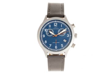 Image of Elevon Antoine Chronograph Leather-Band Watch w/ Date, Grey/Blue, One Size, ELE113-6