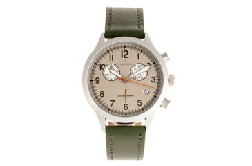 Image of Elevon Antoine Chronograph Leather-Band Watch w/ Date, Olive/Pewter, One Size, ELE113-3