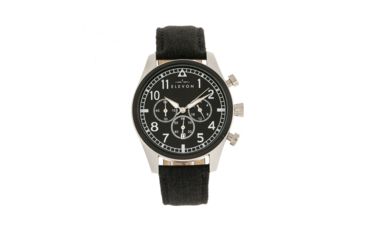 Image of Elevon Curtiss Leather-Band Watch, Silver/Black, ELE104-1