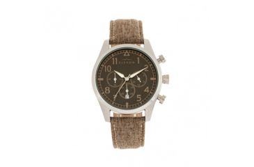 Image of Elevon Curtiss Leather-Band Watch W/ Date, Silver/Brown, ELE104-2