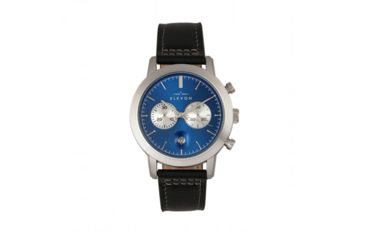 Image of Elevon Langley Chronograph Leather-Band Watch W/ Date, Blue/Black, ELE103-6