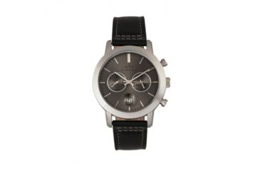 Image of Elevon Langley Chronograph Leather-Band Watch W/ Date, Charcoal/Black, ELE103-5