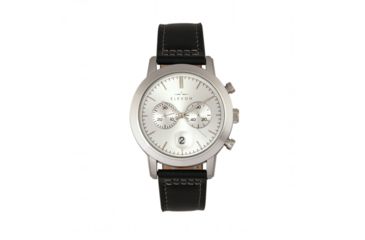 Image of Elevon Langley Chronograph Leather-Band Watch W/ Date, Silver/Black, ELE103-1