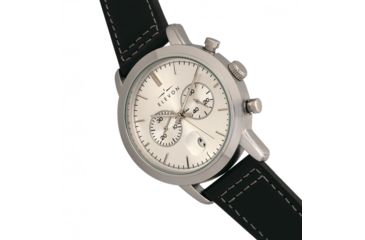 Image of Elevon Langley Chronograph Leather-Band Watch W/ Date, Silver/Black, ELE103-1