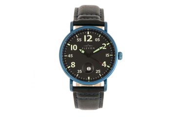Image of Elevon Von Braun Leather-Band Watch w/ Date, Blue/Black, One Size, ELE112-5