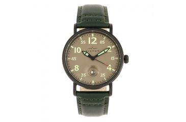 Image of Elevon Von Braun Leather-Band Watch w/ Date, Gunmetal/Green, One Size, ELE112-4