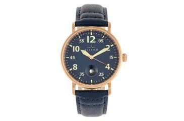 Image of Elevon Von Braun Leather-Band Watch w/ Date, Rose Gold/Blue, One Size, ELE112-3