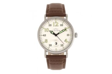 Image of Elevon Von Braun Leather-Band Watch w/ Date, Silver/Brown, One Size, ELE112-1