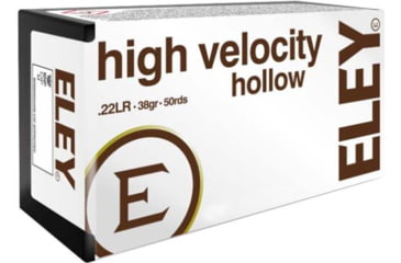 Image of Eley Ammunition High Velocity .22 Long Rifle 38 Grain Lead Hollow Point Brass Cased Rimfire Ammo, 50 Rounds, 05200