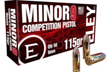 Image of Eley Ammunition Minor9 9mm Luger 115 Grain Full Metal Jacket Brass Cased Pistol Ammunition, 50 Rounds, ELE-09016K