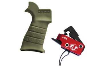 Image of Elftmann Tactical Elftmann AR-10 Trigger Curved AR-10-C W/ Stark Equipment AR Rifle Grip, with Hook Mount, Green ANG-HM-GR