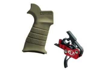Image of Elftmann Tactical Elftmann 3 Gun Trigger Curved 3 GUN-C W/ Stark Equipment AR Rifle Grip, with Hook Mount, Green ANG-HM-GR