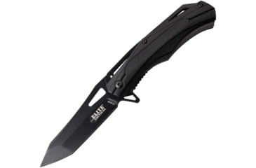 Image of Elite Tactical Linerlock Folding Knife, 3.25in Black 8Cr13Mov SS Tanto Blade, Black Aluminum Handle, Thumb Pull, Pocket Clip, ET-1026-BK