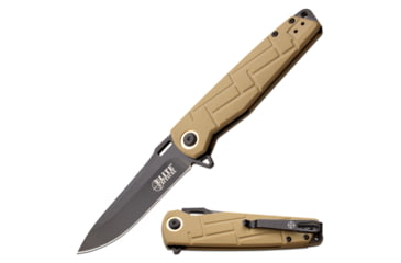 Image of Elite Tactical Readiness Spring Assisted Knife, 3.5 in, 8Cr13 Stainless Steel, Drop Point, Not Serrated, Tan, ET-A001TN