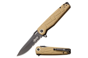 Image of Elite Tactical Readiness Spring Assisted Knife, 3.5 in, 8Cr13 Stainless Steel, Drop Point, Serrated, Tan, ET-A001TNS