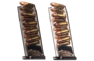 Image of Elite Tactical Systems Glock 43x 9mm 10-Round Pistol Magazine, Carbon Smoke, Clear