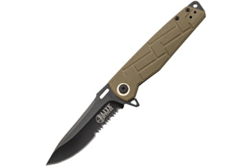 Image of Elite Tactical Readiness Spring Assisted Knife, 3.5 in, 8Cr13 Stainless Steel, Drop Point, Serrated, Tan, ET-A001TNS