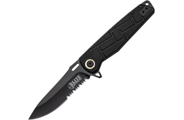 Image of Elite Tactical Readiness Spring Assisted Knife, 3.5 in, 8Cr13 Stainless Steel, Drop Point, Serrated, Black, ET-A001BKS