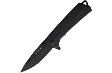 Image of ElitEdge Black A/O Folding Knife, 5in Closed, 3.75in, Black Coated 420 Stainless Blade, Black Checkered ABS Handle, 10-A51BK