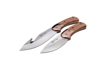Image of Elk Ridge 2 Set Fixed Blade Knife, 3.75 in, 3Cr13 Stainless Steel Stainless Steel, Gut Hook/Drop Point, Brown, ER-200-10BR