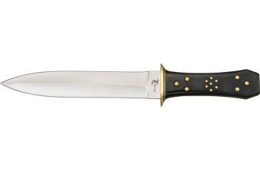 Image of Elk Ridge Dagger Fixed Blade Knife, 8.125in, Stainless Double Edged Dagger, Black Composition Handle ER105