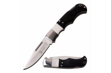 Image of Elk Ridge ER-943WH Manual Folding Knife, 2.6in, 3CR13 Stainless Steel, Clip Point, Steel Blade, Pakkawood Handle, Black/White, ER-943WH