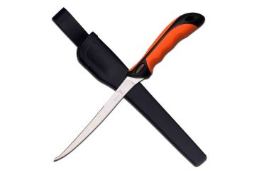 Image of Elk Ridge Fixed Blade, 12.5in, Stainless Steel Blade, Orange/Black Rubber With Two Tone Rubber Injection Handle ER-541