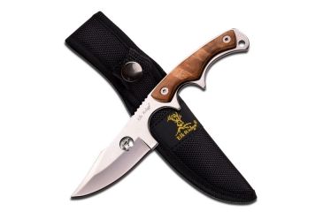 Image of Elk Ridge Fixed Blade, 7in, Stainless Steel Blade, Burl Wood Overlay Handle ER-534