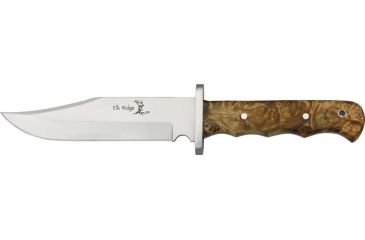Image of Elk Ridge Fixed Blade Hunter Fixed Blade Knife 5.5in, 5.5in, Stainless Clip Blade, Burl Wood Handle ER101
