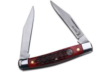 Image of Elk Ridge Folding Blade, 2.25in, Stainless Steel Blade, Red Simulated Bone Handle ER-211MRB