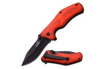 Image of Elk Ridge Folding Blade, 2.9in, Stainless Steel Blade, Red Color Wood Handle ER-A013RW
