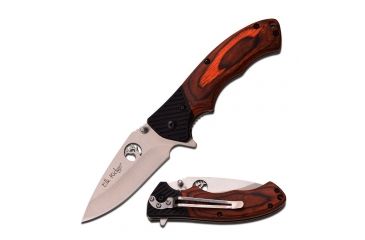 Image of Elk Ridge Folding Blade, 3.25in, Stainless Steel Blade, Brown Wood Handle ER-566SPW