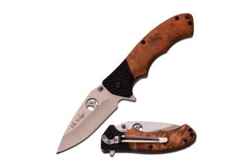 Image of Elk Ridge Folding Blade, 3.25in, Stainless Steel Blade, Burl Wood Handle ER-566SBW