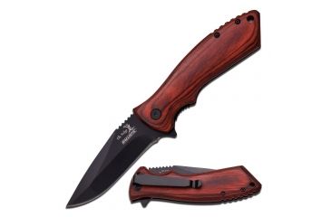 Image of Elk Ridge Folding Blade, 3.25in, Stainless Steel Blade, Dark Brown Pakkawood Handle ER-A002PW