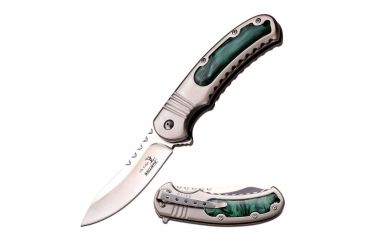 Image of Elk Ridge Folding Blade, 3.5in, Stainless Steel Blade, Stainless Steel Acrylic Insert Handle ER-A014GN