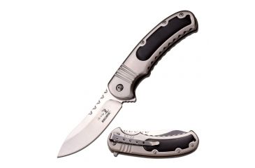 Image of Elk Ridge Folding Blade, 3.5in, Stainless Steel Blade, Stainless Steel Black Pakkawood Insert Handle ER-A014BW
