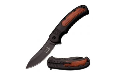 Image of Elk Ridge Folding Blade, 3.5in, Stainless Steel Blade, Stainless Steel Black Pakkawood Insert Handle ER-A014PW