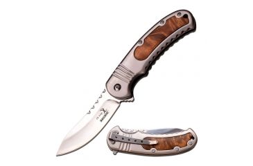 Image of Elk Ridge Folding Blade, 3.5in, Stainless Steel Blade, Stainless Steel Burl Wood Insert Handle ER-A014BU