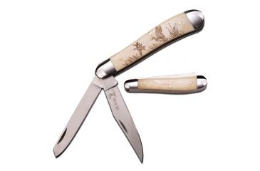 Image of Elk Ridge Folding Blade, 3in, Stainless Steel Blade, Ox Bone Insert Handle ER-220DK