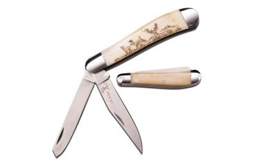 Image of Elk Ridge Folding Blade, 3in, Stainless Steel Blade, Ox Bone Insert Handle ER-220DR