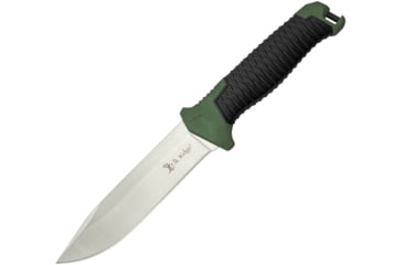 Image of Elk Ridge Frontier Fixed Blade Green Knife, 5.5 satin finish 8Cr13MoV stainless blade, Green nylon handle with black rubber overmold., ER-APFIX001