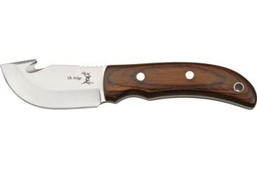 Image of Elk Ridge Guthook Hunter Fixed Blade Knife, 2.75in, Guthook Blade, Brown Rich Grain Wood Handle ER108