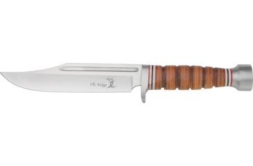 Image of Elk Ridge Hunter Fixed Blade Knife, 6.75in, Stainless Blade, Leather Handle ER047