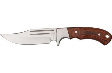 Image of Elk Ridge Hunter Fixed Blade Knife, 9.25in, Upswept Blade, Brown Rich Grain Wood Handle ER052