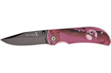 Image of Elk Ridge Linerlock Pink Folding Knife, 2.25in, Black Carbon Stainless Blade, Aluminum Handle Pink Camo Onlay ER120PC