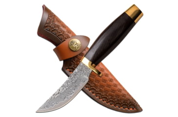 Image of Elk Ridge Persian Fixed Blade Knife, 3.5 in, Damascus Steel, Brown, ER-050DM