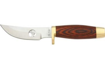 Image of Elk Ridge Small Hunter Fixed Blade Knife, 3.625in, Mirror Polished Stainless, Brown Rich Grain Wood Handle ER050
