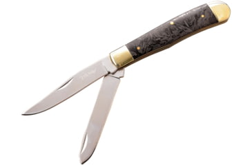 Image of Elk Ridge Trapper Glow CF Folding Knife, Satin finish 3Cr13 stainless clip and spey blades, Glow in the Dark carbon fiber handle, ER-220GCF
